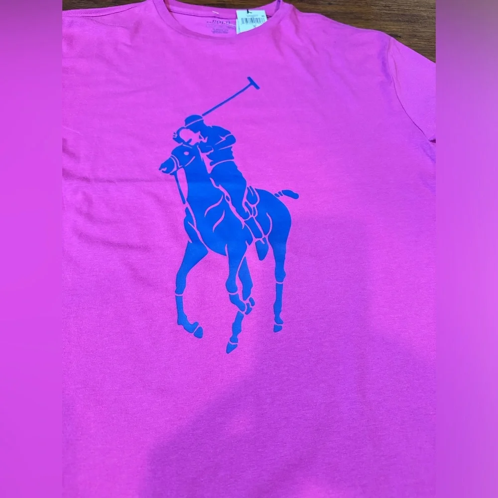 NWT! Polo Ralph Lauren T Shirt Men's Size S Giant Pony Classic Fit Pink Fuschia - Picture 4 of 8